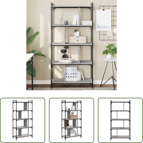 vidaXL Libreria con 5 ripiani -  Libreria Grigio Sonoma 5 Ripiani 76x32x158 cm Legno Multistrato