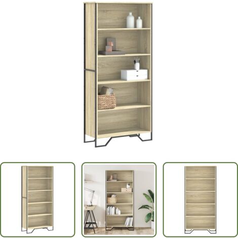 vidaXL Libreria con 5 vani -  Libreria Rovere Sonoma 80x31x169 cm in Truciolato