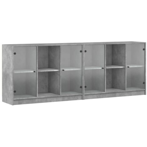vidaXL Libreria con Ante Grigio Cemento 204x37x75 cm Legno Multistrato