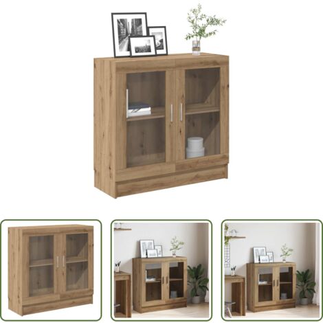 vidaXL Libreria con ante in vetro -  Libreria Rovere Artigianale 82,5x30,5x80 cm Legno Multistrato