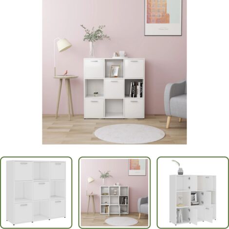 vidaXL Libreria con ante -  Libreria Bianca 90x30x90 cm in Legno Multistrato