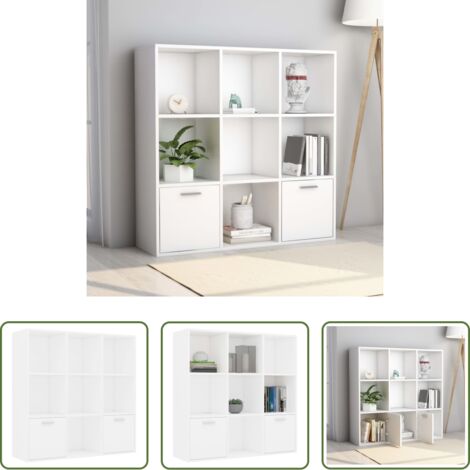 vidaXL Libreria con ante -  Libreria Bianca 98x30x98 cm in Legno Multistrato