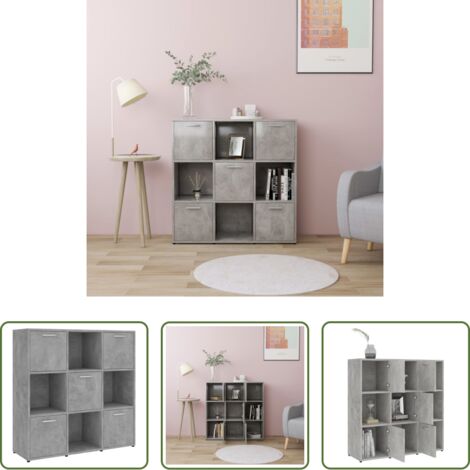 vidaXL Libreria con ante -  Libreria Grigio Cemento 90x30x90 cm in Legno Multistrato