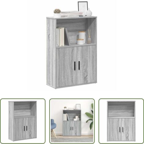 vidaXL Libreria con ante -  Libreria Grigio Sonoma 60x24x85 cm in Legno Multistrato