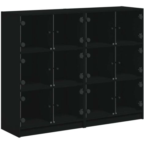vidaXL Libreria con Ante Nera 136x37x109 cm in Legno Multistrato