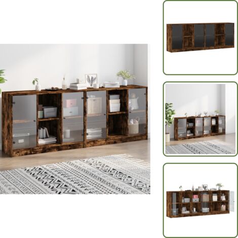 - vidaXL Libreria con Ante Rovere Fumo 204x37x75 cm in Legno Multistrato -