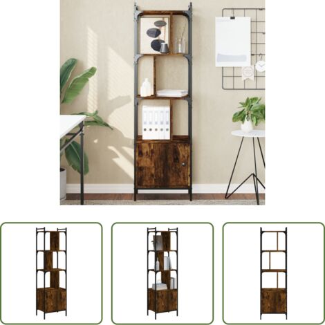 vidaXL Libreria con mensole -  Libreria con Anta Rovere Fumo 44,5x30x154,5cm Legno Multistrato