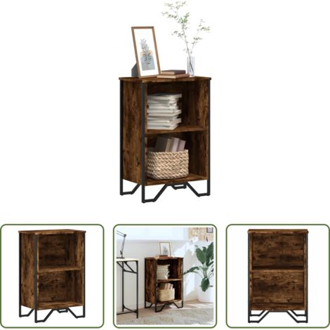 vidaXL Libreria con piedini in metallo -  Libreria Rovere Fumo 50x31x74,5 cm in Legno Multistrato