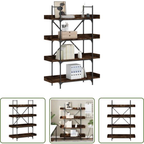 vidaXL Libreria con piedini regolabili -  Libreria 4 Ripiani Rovere Fumo 100x33x145,5cm Legno Multistrato