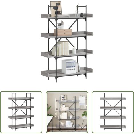 vidaXL Libreria con ripiani -  Libreria 4 Ripiani Grigio Sonoma 100x33x145,5 Legno Multistrato