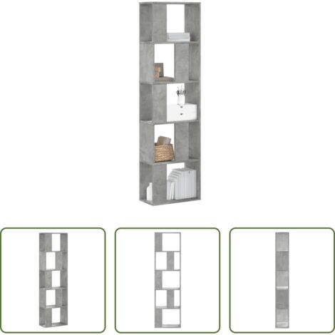 vidaXL Libreria con ripiani -  Libreria 5 Ripiani Grigio Cemento 45x23,5x162,5cm Multistrato