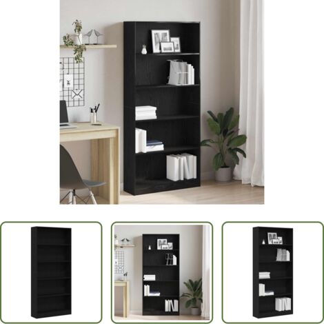 vidaXL Libreria con ripiani -  Libreria Rovere Nero 80x24x176 cm in Legno Multistrato