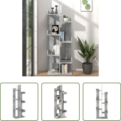 vidaXL Libreria con scomparti -  Libreria Grigio Cemento 48x25,5x140 cm in Truciolato