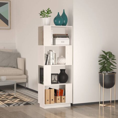 vidaXL Libreria/Divisorio Bianco 51x25x132 cm Legno Massello di Pino