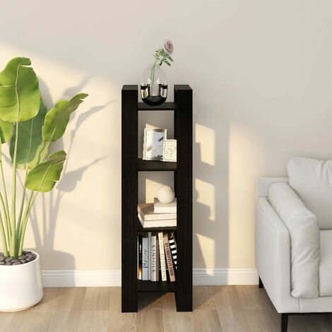 vidaXL Libreria/Divisorio Nero 41x35x125 cm in Legno Massello di