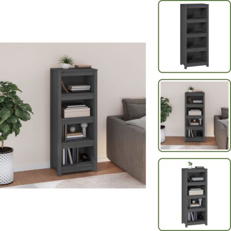 - vidaXL Libreria Grigia 50x35x125,5 cm in Legno Massello di Pino -