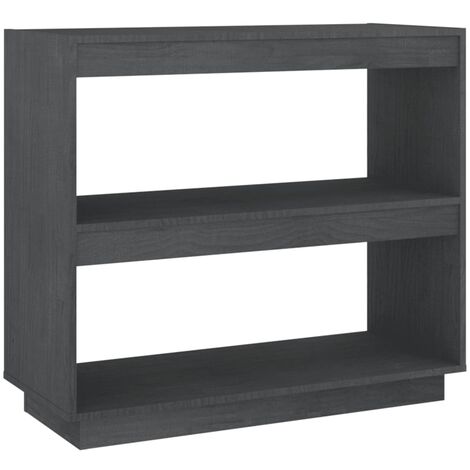 vidaXL Libreria Grigia 80x35x71 cm in Legno Massello di Pino