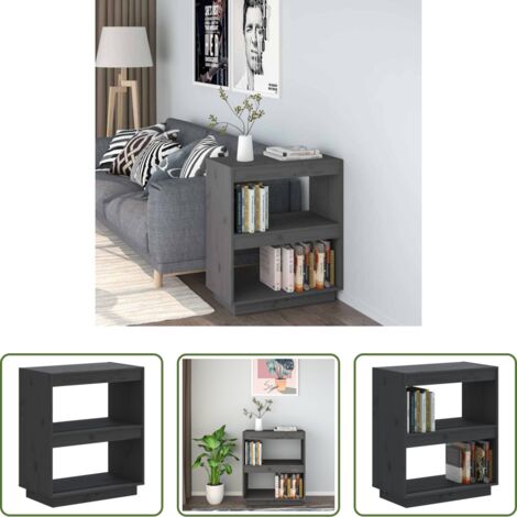 vidaXL Libreria grigia -  Libreria Grigia 60x35x71 cm in Legno Massello di Pino