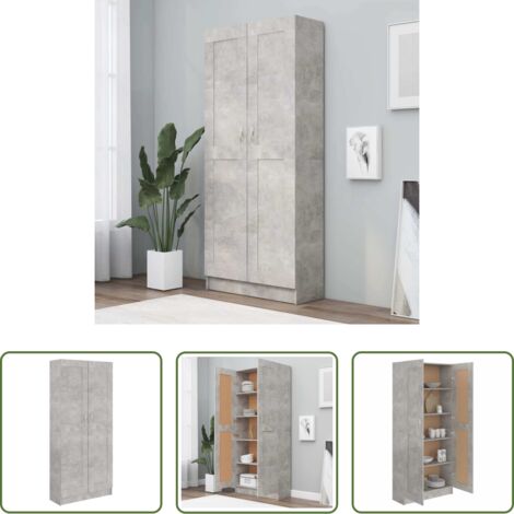 vidaXL Libreria grigio cemento -  Libreria Grigio Cemento 82,5x30,5x185,5 cm in Legno Multistrato