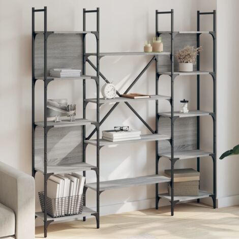 vidaXL Libreria Grigio Sonoma 155,5x24x166,5 cm in Legno Multistrato