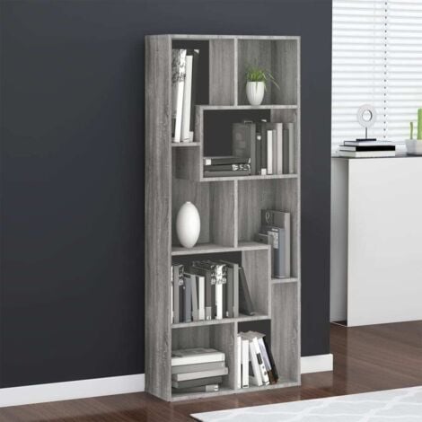 Libreria Divisorio VidaXL Grigio Cemento 100x24x94 Cm - 3 Ripiani, Legno Multistrato Resistente | Per Soggiorno, Ufficio O Come Separé - Foto 3