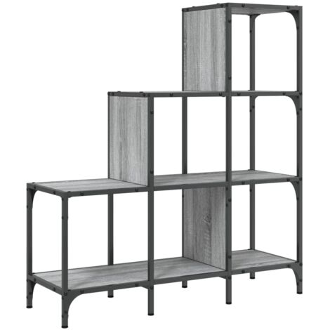 vidaXL Libreria Grigio Sonoma 92x30x102 cm Legno Multistrato e Metallo