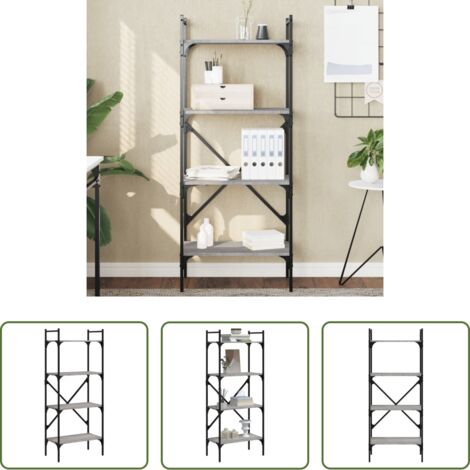 vidaXL Libreria in acciaio -  Libreria Grigio Sonoma 4 Ripiani 56x31,5x138,5 cm Multistrato