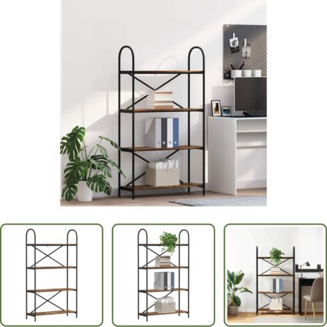 vidaXL Libreria in acciaio -  Libreria Rovere fumé 80 x 30 x 146 cm Legno multistrato