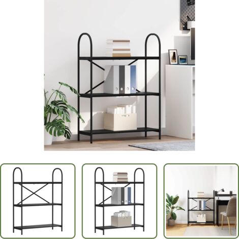vidaXL Libreria in acciaio nero -  Libreria Rovere Nero 80 x 30 x 109 cm Legno multistrato