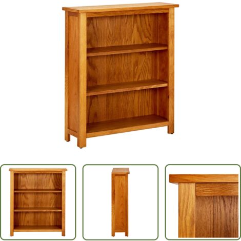vidaXL Libreria in legno -  Libreria a 3 Ripiani 70x22,5x82 cm in Massello di Rovere