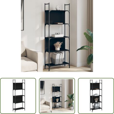 vidaXL Libreria in legno -  Libreria a 5 Ripiani Nera 60,5x24x166,5 cm in Legno Multistrato