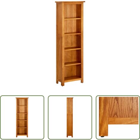vidaXL Libreria in legno massello -  Libreria a 5 Ripiani 45x22x140 cm in Legno Massello di Rovere