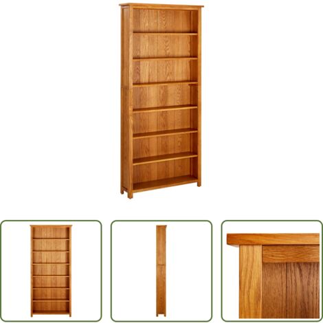 vidaXL Libreria in legno massello -  Libreria a 7 Ripiani 90x22,5x200 cm in Massello di Rovere