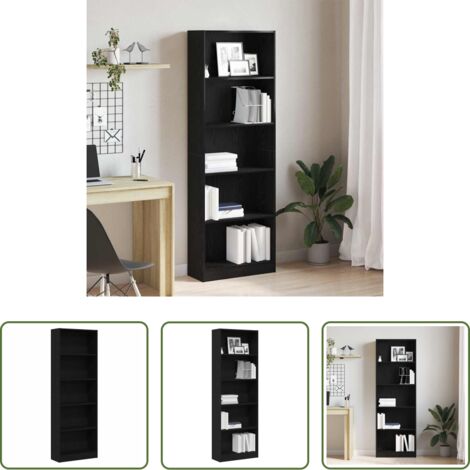 vidaXL Libreria in legno multistrato -  Libreria Rovere Nero 60 x 24 x 176 cm Legno multistrato