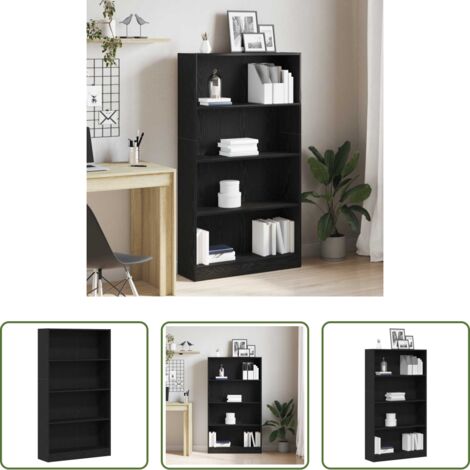 vidaXL Libreria in legno tecnico -  Libreria a 4 Ripiani Rovere Nero 80x24x143 cm in Truciolato