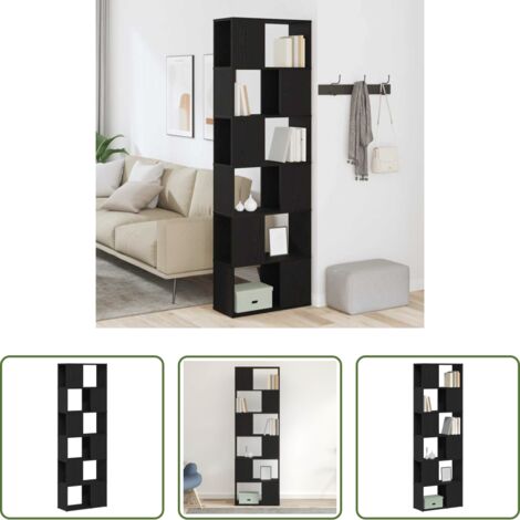 vidaXL Libreria in legno tecnico -  Libreria/Divisorio Rovere Nero 60x24x186 cm
