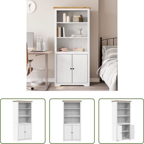 vidaXL Libreria in pino -  Libreria BODO 82x40x173 cm Legno Massello Pino Bianco e Marrone