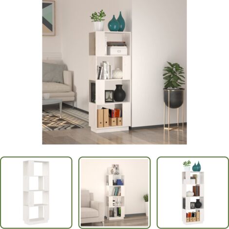 vidaXL Libreria in pino -  Libreria/Divisorio Bianco 51x25x132 cm Legno Massello di Pino