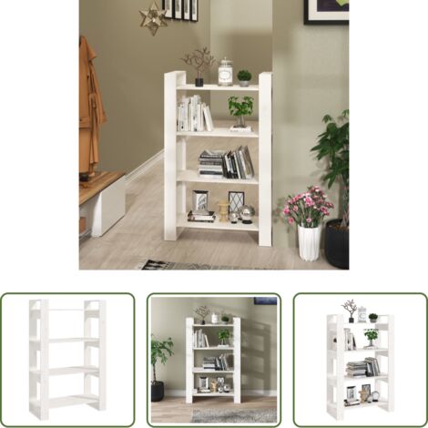 vidaXL Libreria in pino -  Libreria/Divisorio Bianco 80x35x125 cm Legno Massello di Pino