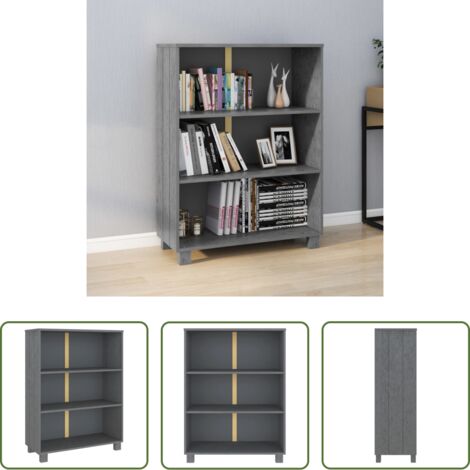 vidaXL Libreria in pino -  Libreria HAMAR Grigio Scuro 85x35x112 cm Legno Massello di Pino