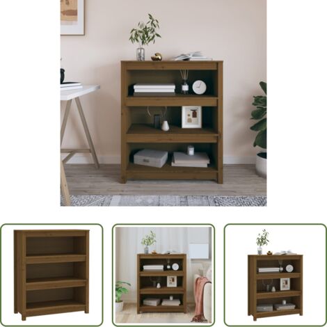 vidaXL Libreria in pino -  Libreria Marrone ambra 80x35x97 cm in Legno Massello di Pino