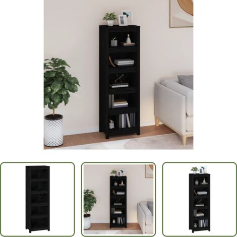 vidaXL Libreria in pino -  Libreria Nera 50x35x154 cm in Legno Massello di Pino