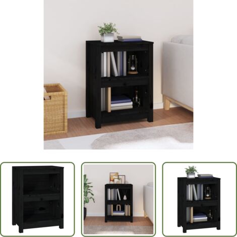 vidaXL Libreria in pino -  Libreria Nera 50x35x68 cm in Legno Massello di Pino