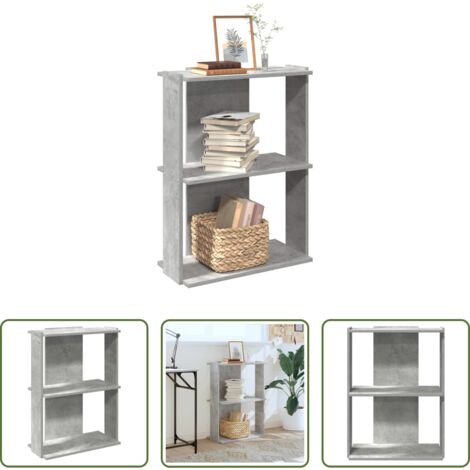 vidaXL Libreria in truciolato -  Libreria 3 Ripiani Grigio Cemento 60x30x80 cm Multistrato