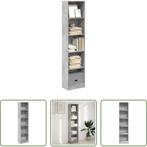 vidaXL Libreria in truciolato -  Libreria Grigio Cemento 40x24x176 cm in Legno Multistrato