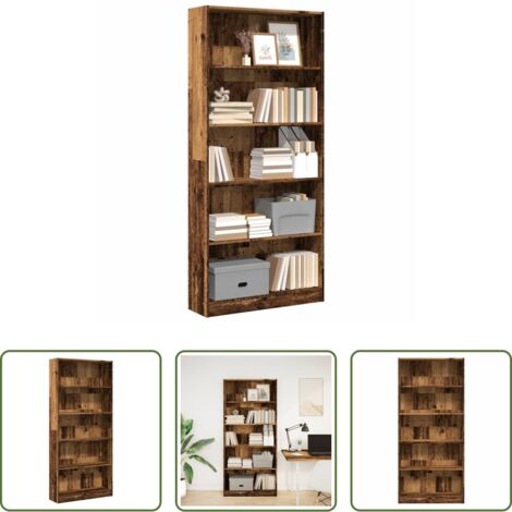 vidaXL Libreria in truciolato -  Libreria Legno Antico 80x24x176 cm in Legno Multistrato