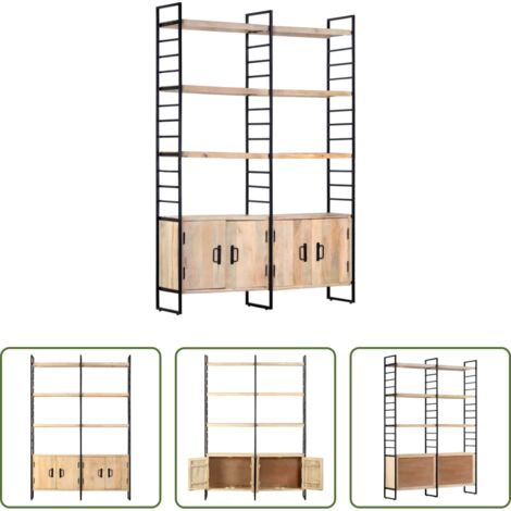 vidaXL Libreria industriale -  Libreria a 4 Livelli Legno Massello di Mango 124x30x180 cm
