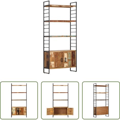 vidaXL Libreria industriale -  Libreria a 4 Livelli Legno Massello di Recupero 80x30x180 cm