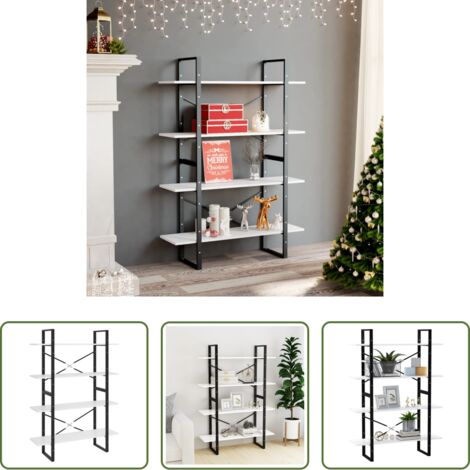 vidaXL Libreria industriale -  Libreria a 4 Ripiani Bianca 100x30x140 cm in Legno Multistrato