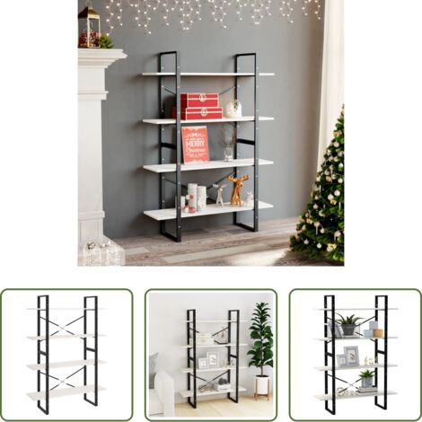 vidaXL Libreria industriale -  Libreria a 4 Ripiani Bianca 100x30x140 cm in Massello di Pino